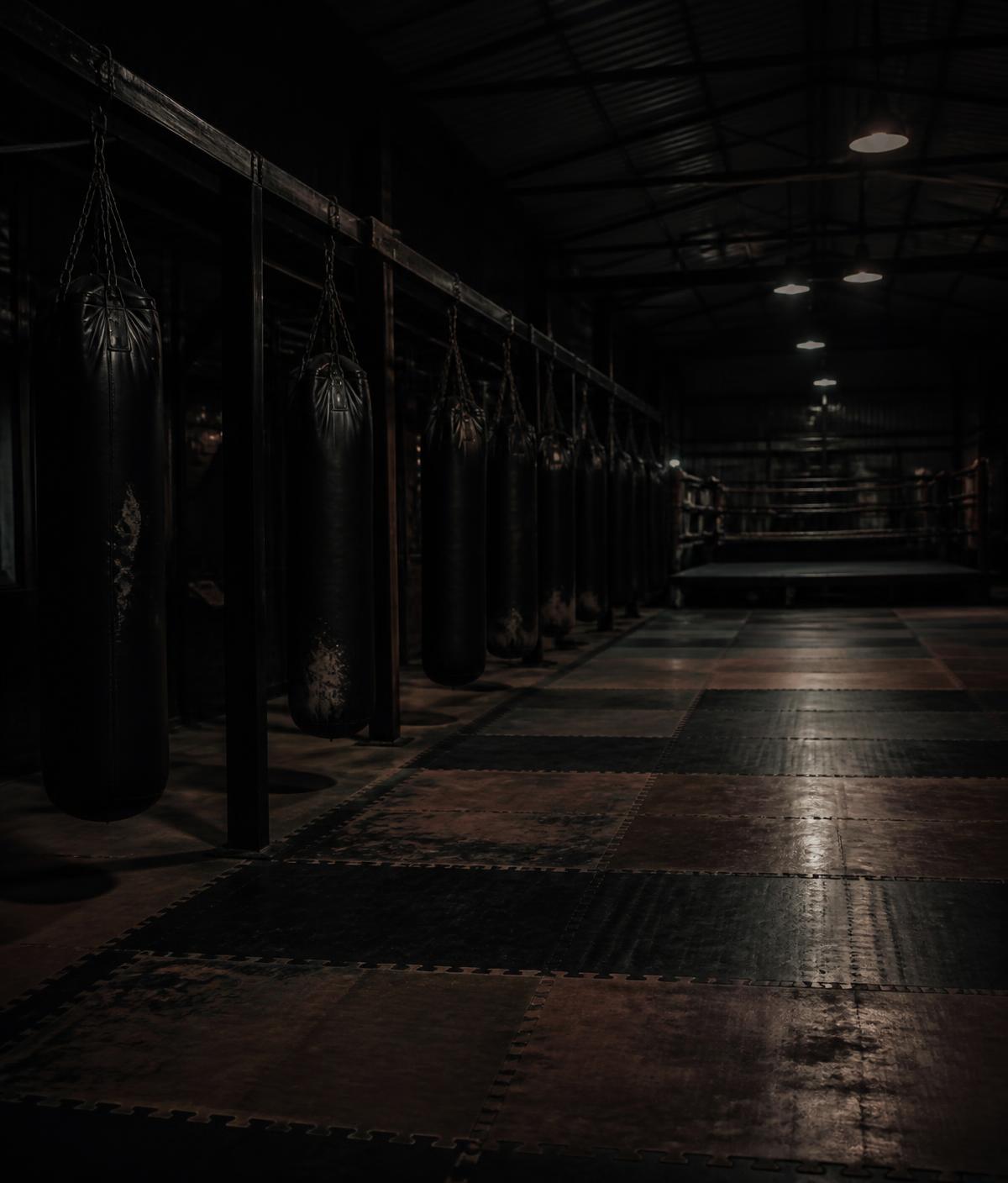 Salen til Oksa Muay Thai med sekker og ring
